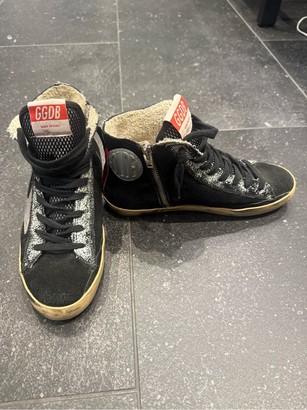 Golden goose Black High-Top Sneakers with Silver Accents
